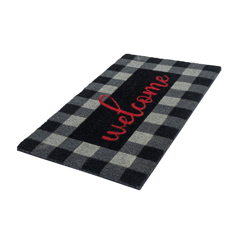 Buffalo Plaid Red and Black Coir Outdoor Doormat