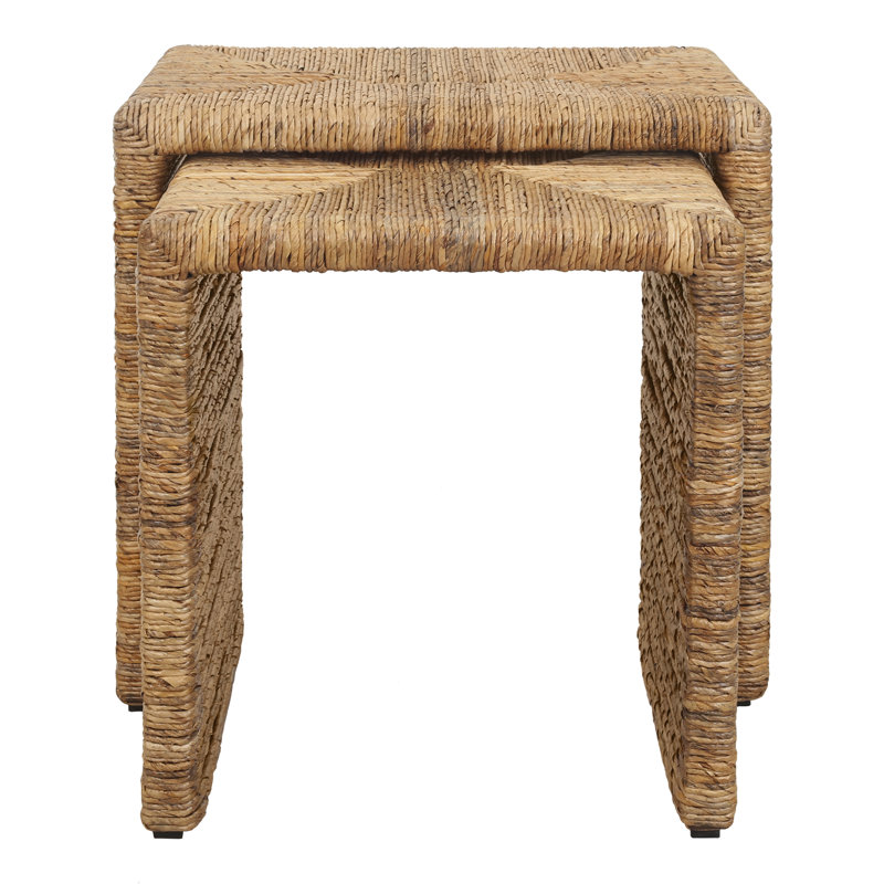 Kanza Abaca Rectangular Nesting Side Table Set Of 2, Natural