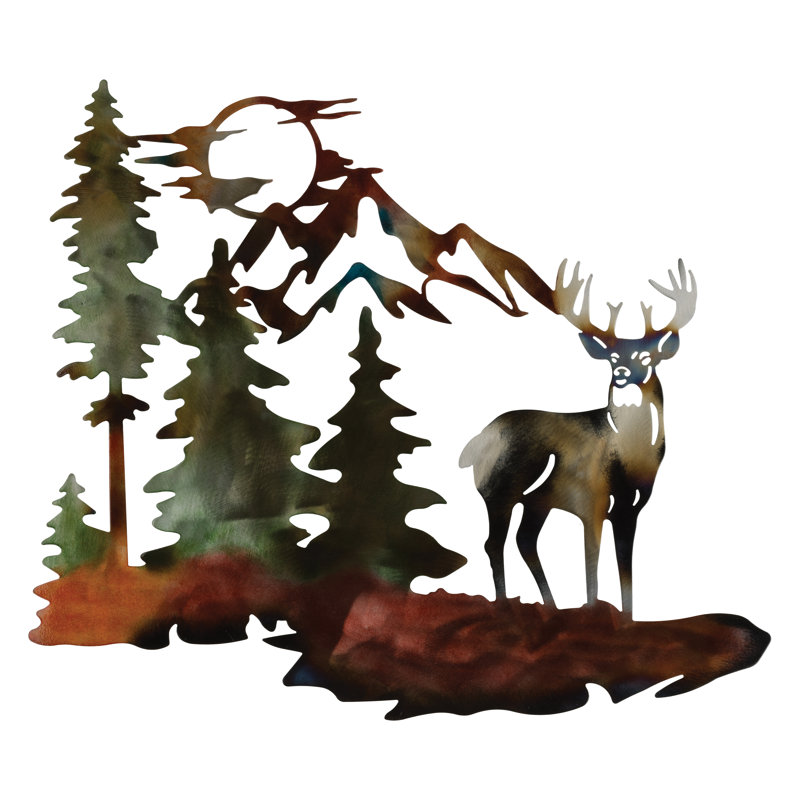 Décoration murale d'extérieur en métal Metallic Lodge - Cerf, Deer