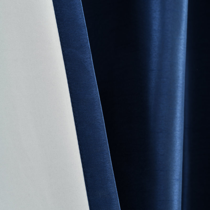 Panneaux de rideaux semi-transparents , l 54 po x L 84 po, Blanc / bleu marine