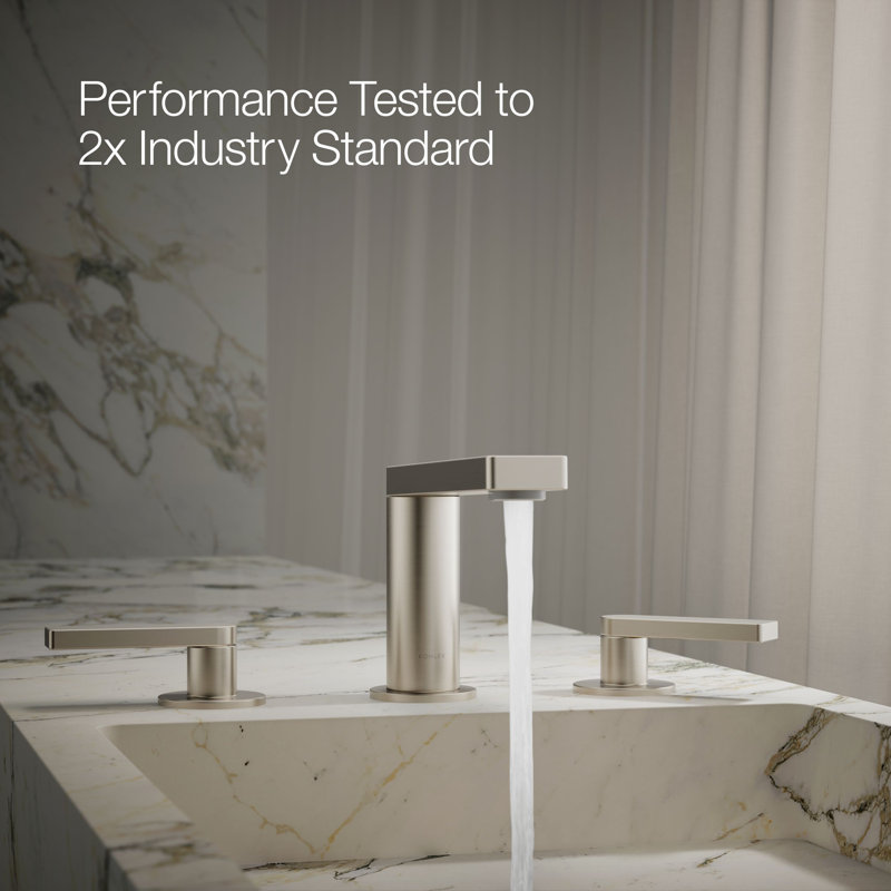 Composed Widespread Bathroom Faucet with Drain Assembly, Brushed Nickel