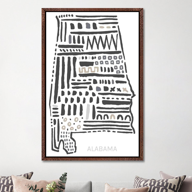 Alabama - Print on Canvas, 66.04 cm H x 45.72 cm W, Classic Brown Wood Framed