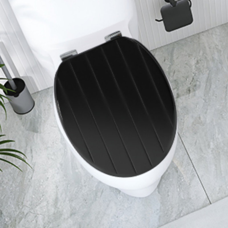 Black Wooden Toilet Seat, Antibacterial Adjustable Hinges, Fits Never Slips For Bathroom With Soft Close And Quick Release, Black