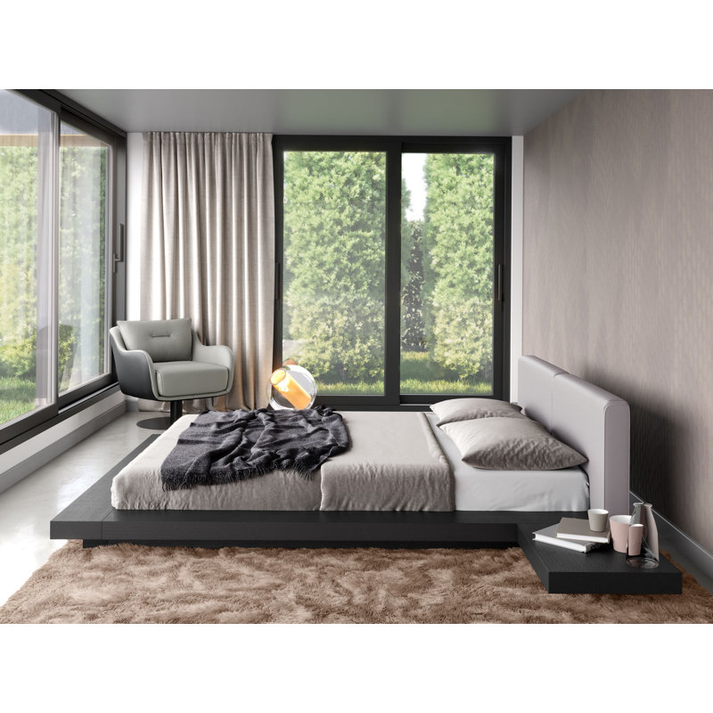 Upholstered Bed, King, Wenge/Pearl Gray Fabric