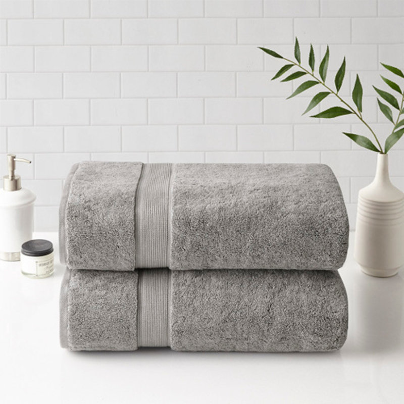Ensemble de draps de bain 100% coton antimicrobien 2 pièces, Argent argent