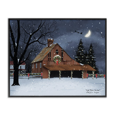  «Night Before Christmas Barn», art de la giclée encadrée par Billy Jacobs