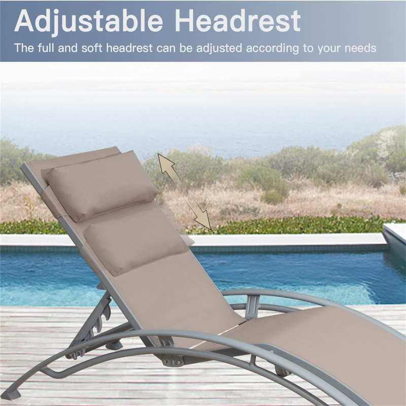 Therin Aluminum Outdoor Armless Lounge Chair, Khaki