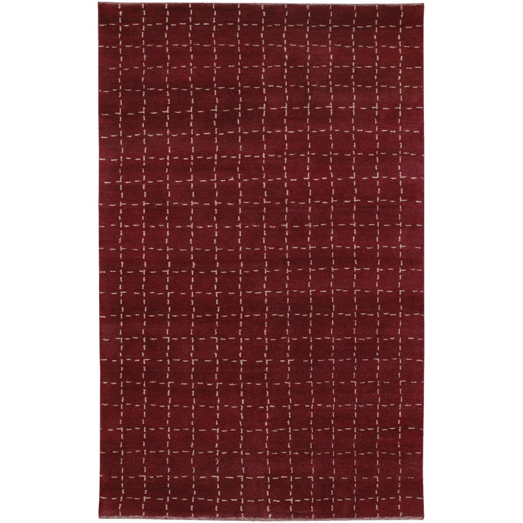 Chelsea Wool Geometric Area Rug in Cranberry