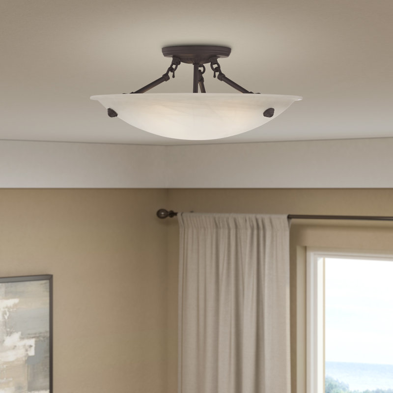 Plafonnier semi-encastré 3 lumières Aneudi, H 7 po x l 16 po x P 16 po