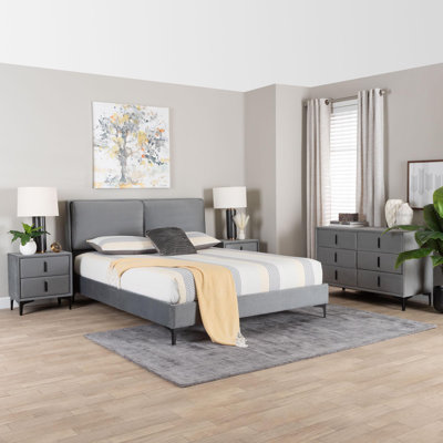 Hedviga Baxton Studio Etienne Modern Slate Grey Velvet Queen 4-Piece Bedroom Set by Brayden Studio