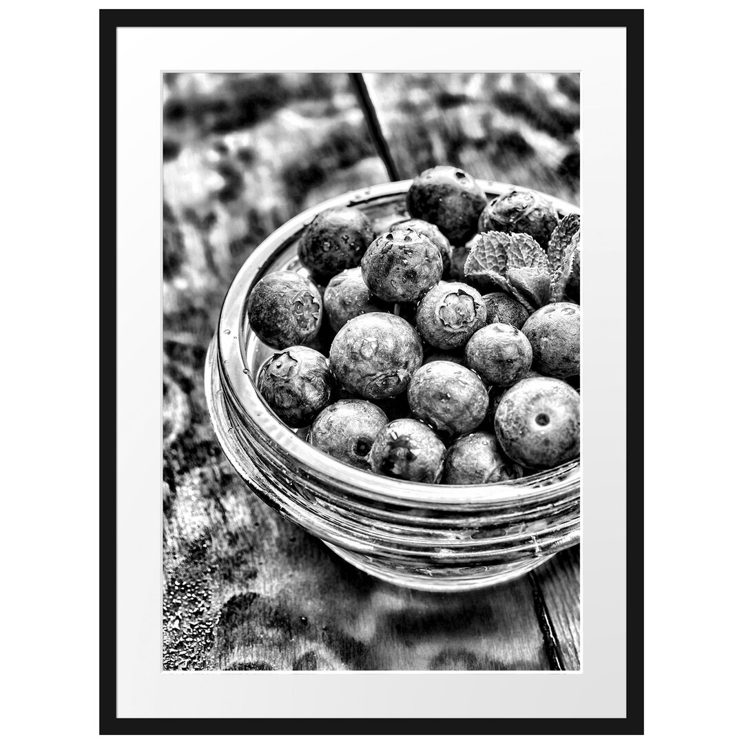 Gerahmtes Poster Heidelbeeren Frucht Obst