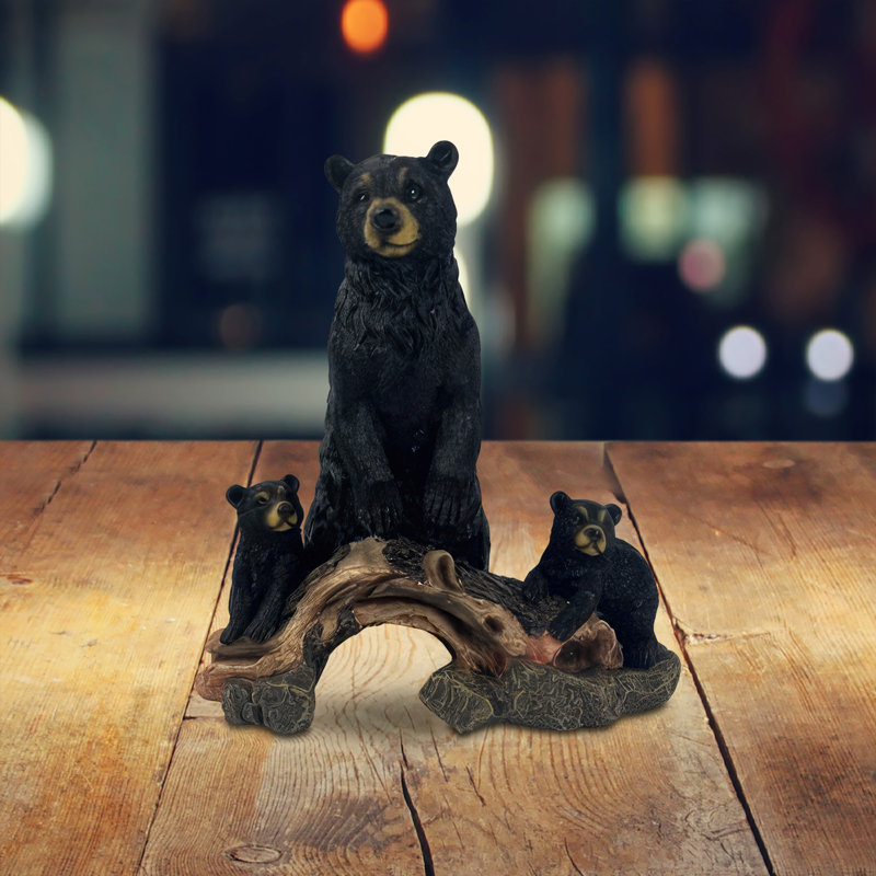 7"H Bear with 2 Cubs Crossing Bridge Figurine