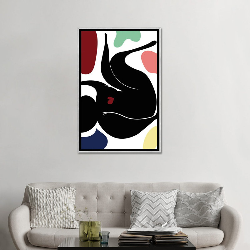Le centre du cœur-impression d’art graphique, Toile avec cadre argenté, Pas de tapis, H 48 po x l 32 po x P 1,5 po