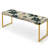 Nomadic Serenity Boho Pattern - Geometric Upholstered Gold Bench