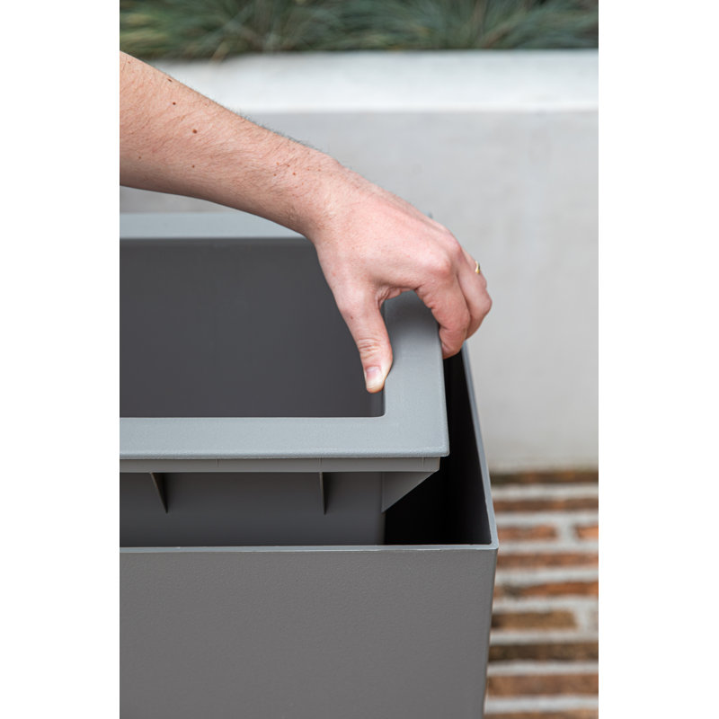 Gray Rectangular Polypropylene Outdoor Planter, 24" x 30"