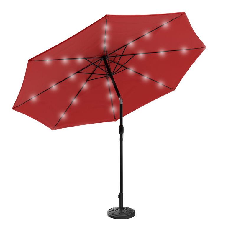 Parasol de patio lumineux avec abat-jour inclinable 10 pi avec lumières solaires à DEL et base lestée de 19 lb pour terrasse, jardin ou piscine par Pure Garden (rouge cramoisi)