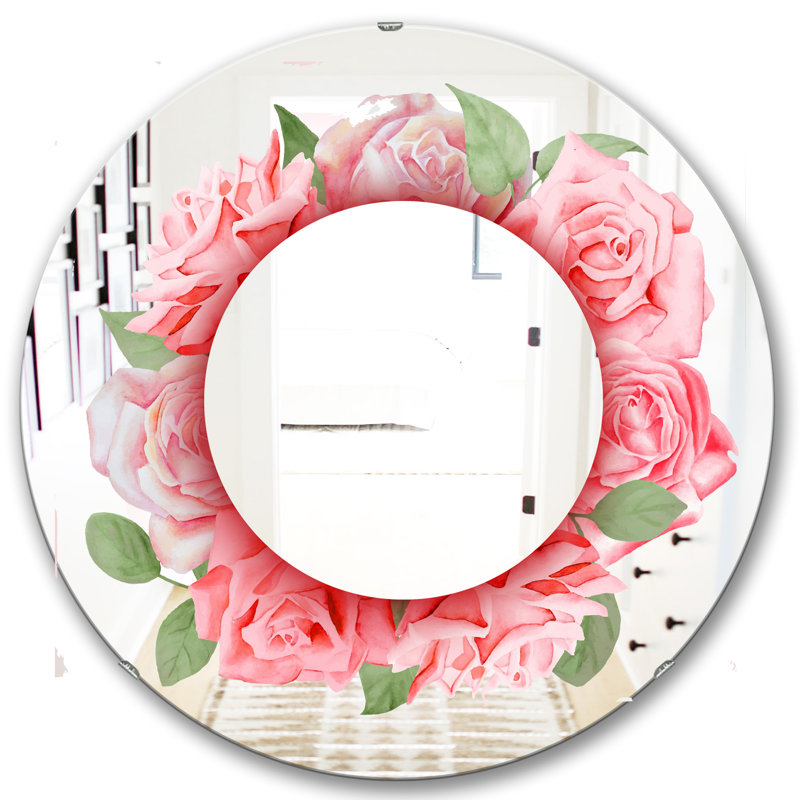 Miroir d'appoint Roses Leaves Farmhouse, H 23,6 po x l 23,6 po