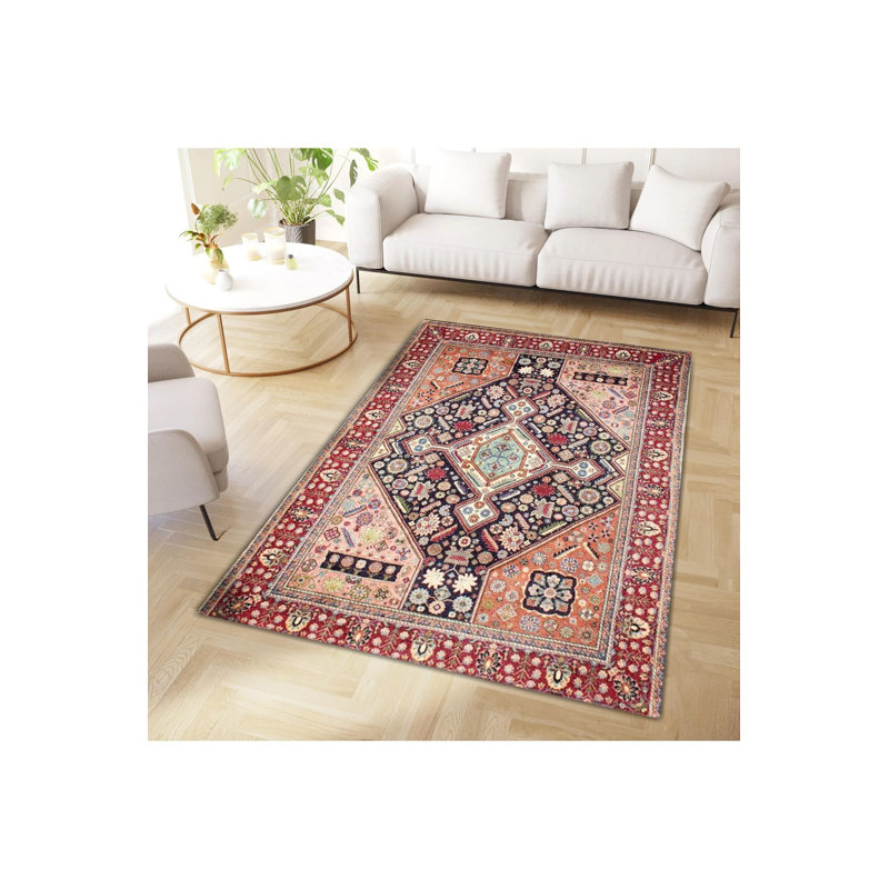 Tapis décoratif lavable à la machine moderne multicolore