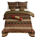 Sierra Brown/Red/Tan Aztec Print Western Rustic 7 Piece Comforter Set