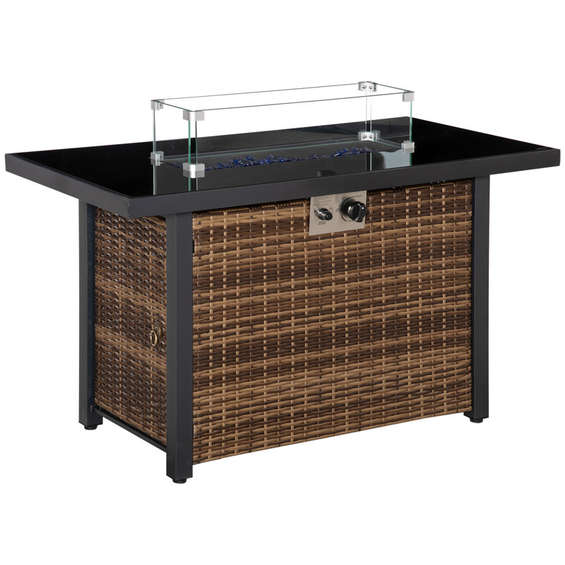 Rectangle Steel Propane Smokeless Fire Pit Table