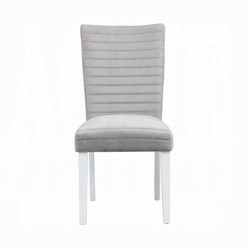 2 chaises de salle à manger grises et blanches - dossier solide (de 2) en bois avec velours