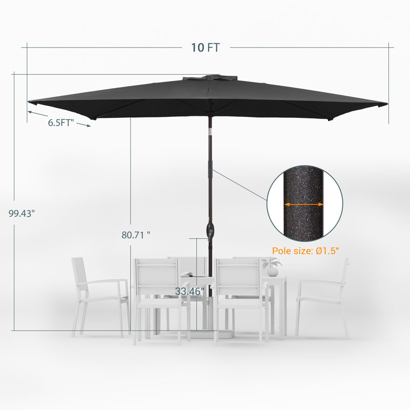 Parasol de marché rectangulaire 120 po x 78 po Donyea, Noir