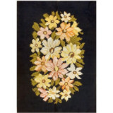 Rugs On Net Black Floral Antique European Besserabian Handwoven Wool Carpet Rug