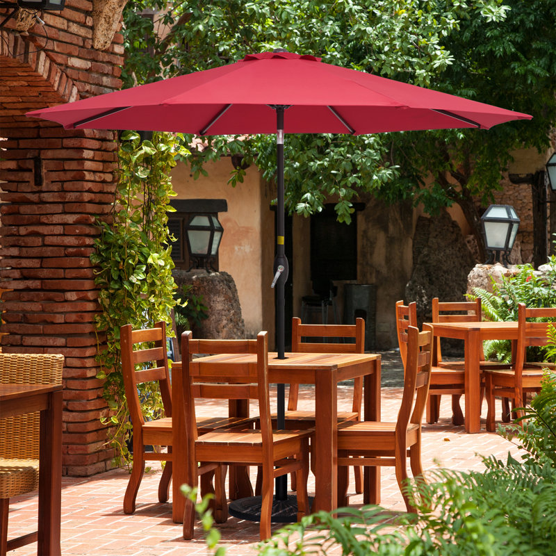 Parasol de marché de 9 pi Donyeal, parasol d'extérieur avec manivelle et inclinaison, protection contre les rayons UV pour toutes les saisons