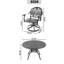 Ensemble de salle à manger 5 pièces en aluminium coulé résistant aux intempéries, comprenant 4 chaises pivotantes et une table ronde de 47,24 po avec structure noire-548057304