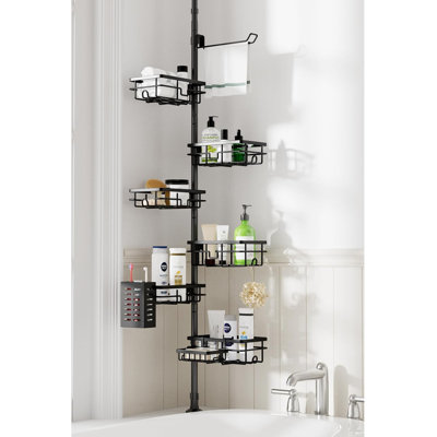 Poteau de tension pour organisateur de douche, ensemble de 6 tablettes de coin antirouille de 30 à 120 pouces