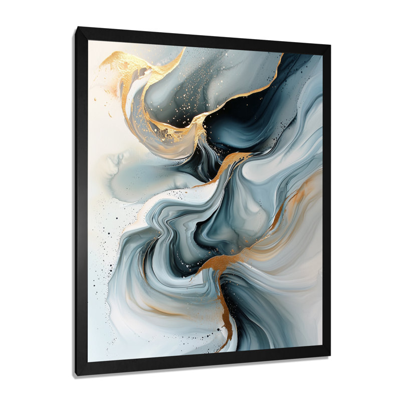 Sikorski II - Art mural abstrait sur toile, H 20 po x l 12 po, Picture Framed, Noir, noir, noir, noir