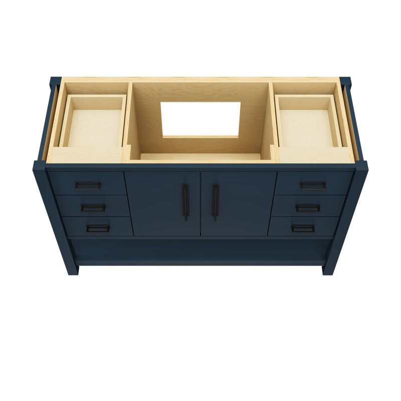 Kiawah Single Extra Wide Bath Vanity, Hague Blue, Matte Black, 54"
