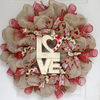 Wreath White Yarn/Jute Heart Frame with Pink Flowers and Rose Ribbon - My  New Favorite Thing Decor