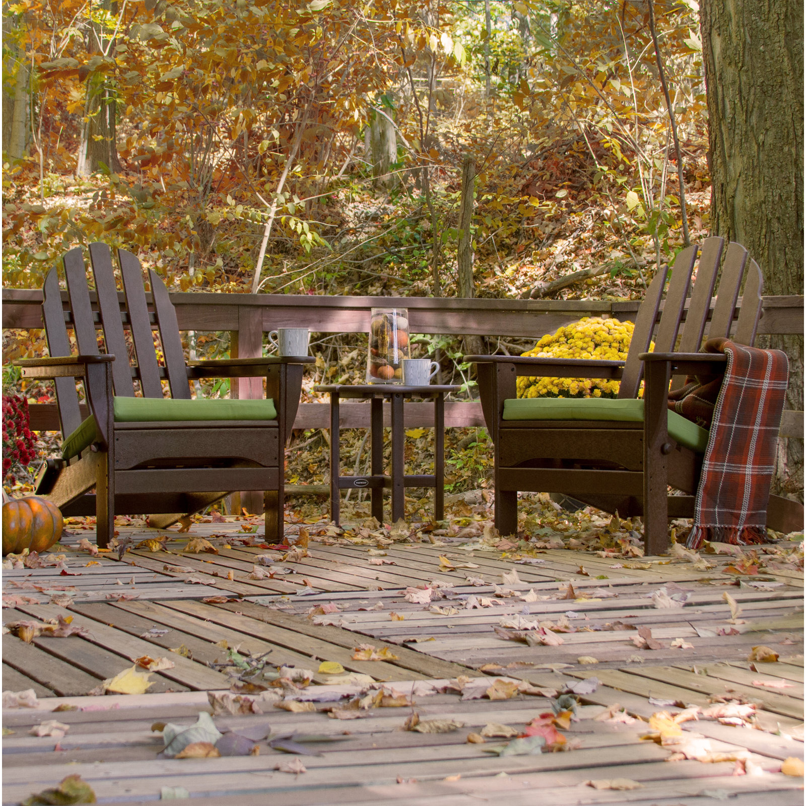 POLYWOOD® Classic Adirondack 2-Person Patio Seating Group, Mahogany