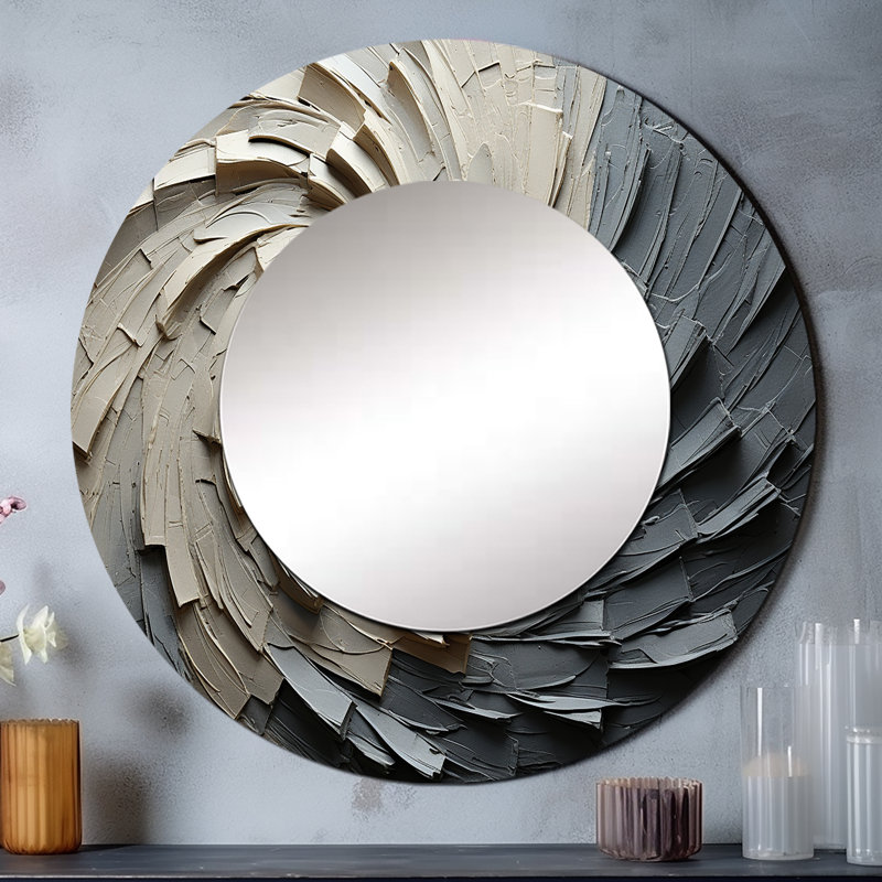 Miroir mural Seryn Gray Beige Meditation, 23 po x 23 po