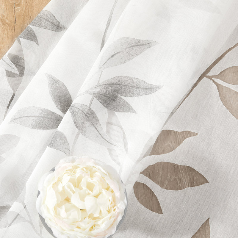 Rideau transparent en polyester Yoandry, Gris, L 52 po x L 95 po