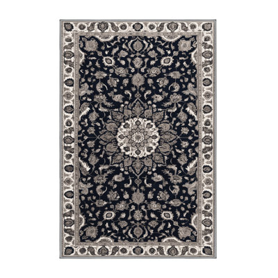 Tapis gris Tabriz lavable à la machine