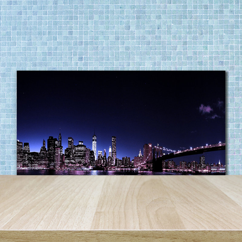 Agniprava Blue - Brooklyn Bridge - No Frame Print on Glass