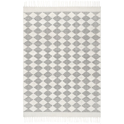 Fractal Diamond Wool Gray Area Rug