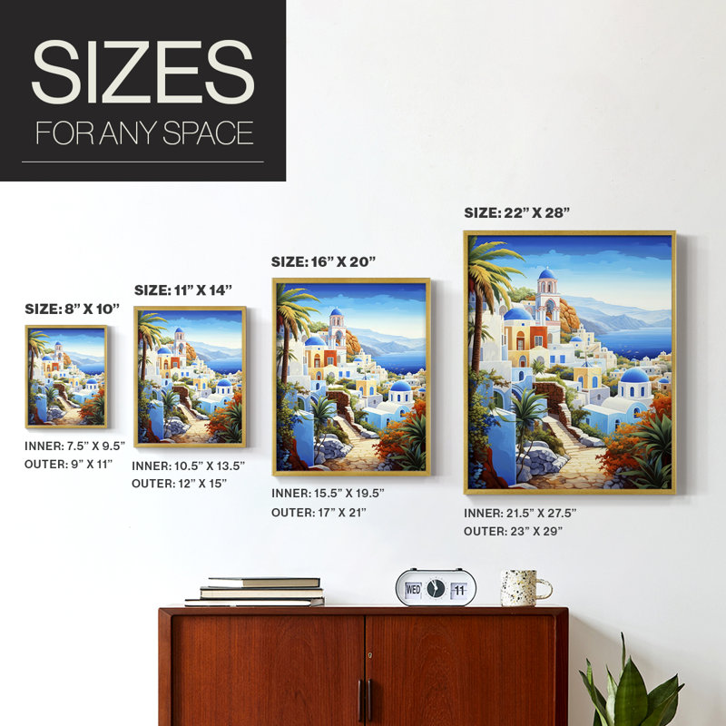On the Aegean II Framed Print - Solid Wood, 30" H x 24" W, Gold