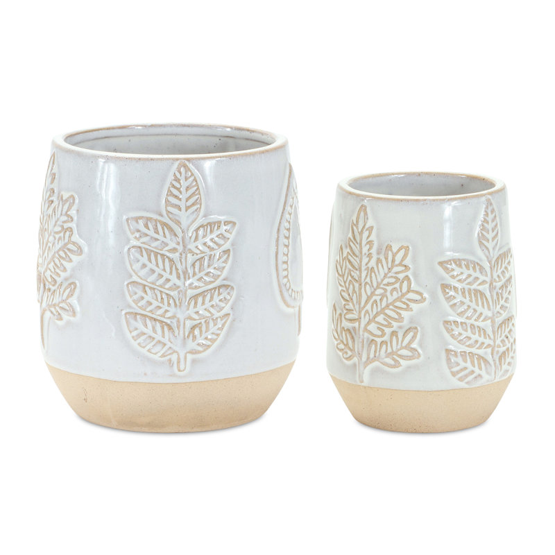 Container (Set Of 2) 4.75"D X 4.25"H, 5.5"D X 5"H Porcelain