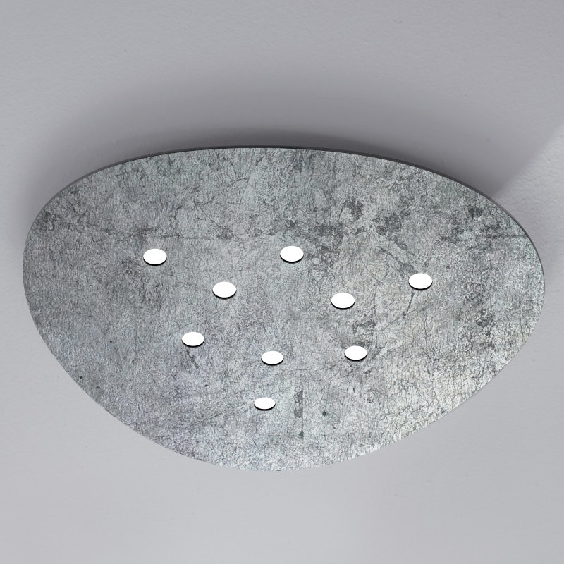 Scudo 9 - Light Unique/Statement Geometric LED Flush Mount, Silver Leaf