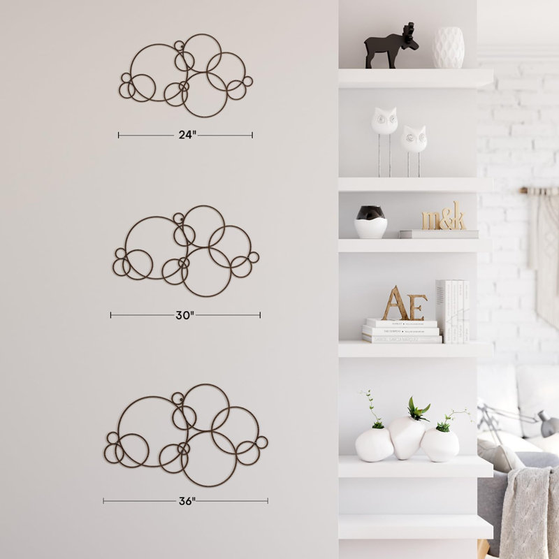Décoration murale en métal, H 15 po x l 30 po x P 0,05 po, Bronze