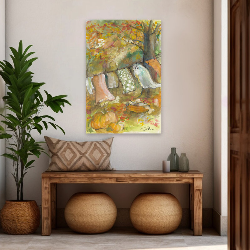«Autumn Airing» - art contemporain de la corde à linge, H 48 po x l 32 po