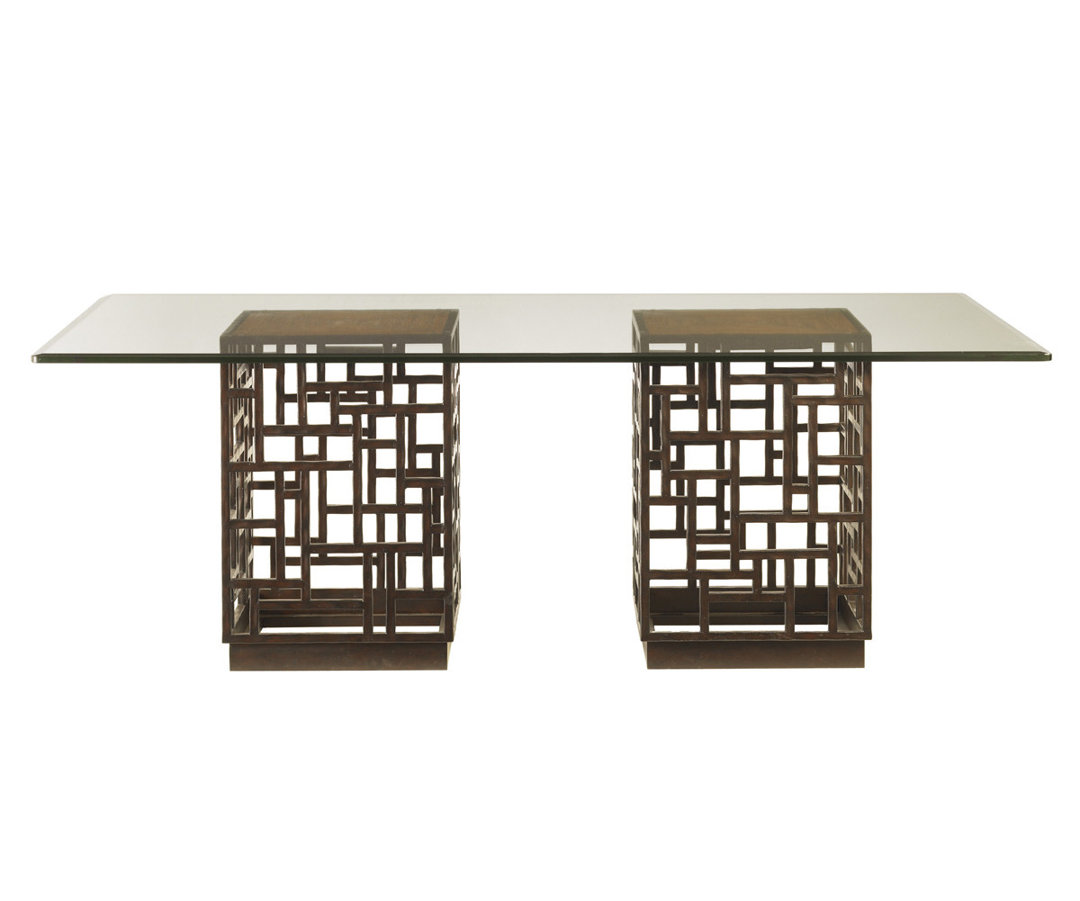 Ocean Club South Sea Dining Table with 84 X 48 Inch Glass Top Tommy Bahama Home