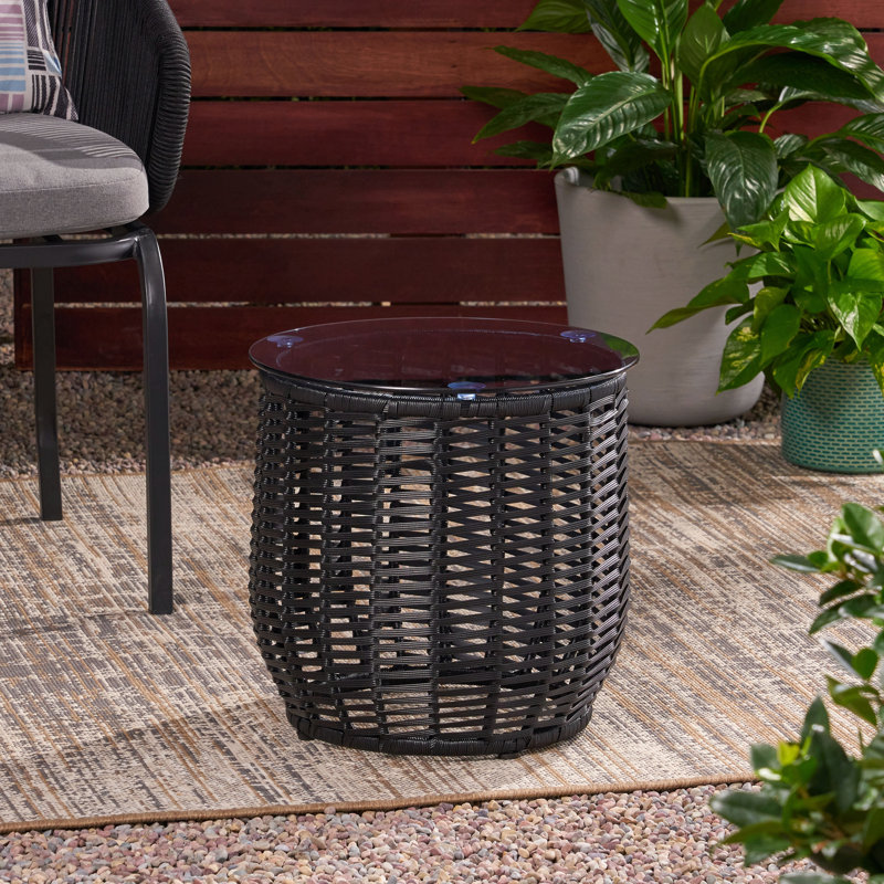 Table d'appoint Rattan Arias, Noir