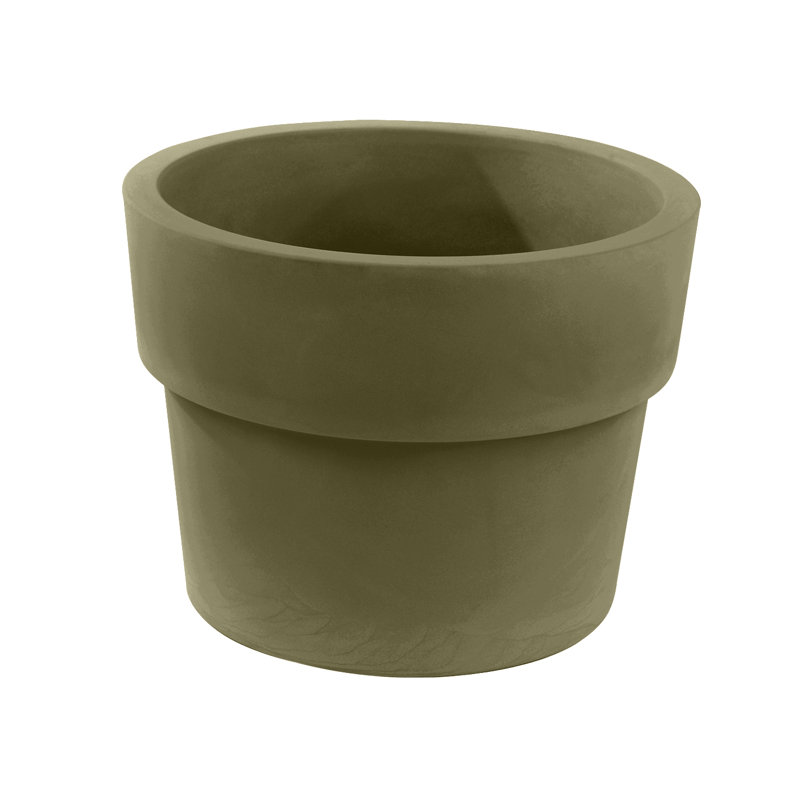 Vaso Plastic Pot Planter, Taupe, 14.75" H x 19.75" W x 19.75" D