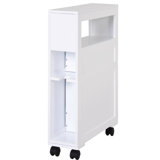 Space-saving Rolling Mdf Cabinet For Bathroom Storage - Sleek White Finish
