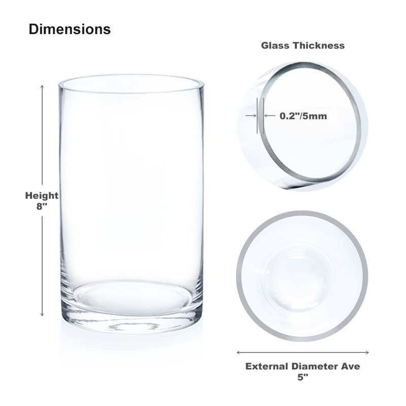 Glass Table Vase, 8" H x 5" W x 5" D