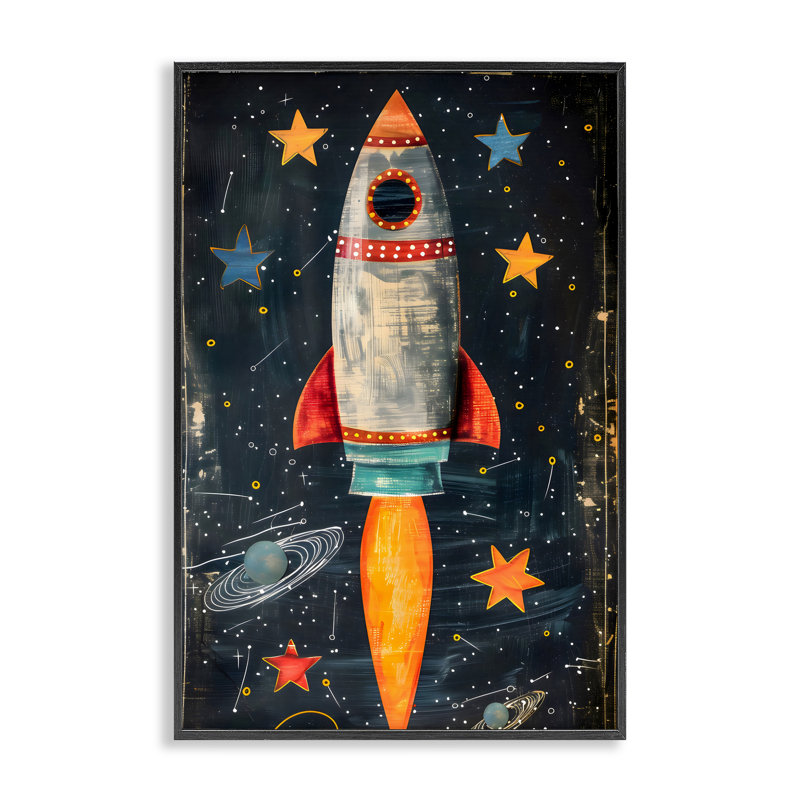 Giclée encadrée Blast Off Rocketship, conception par Creative Studio, Giclée encadrée noir minuit, H 24 po x l 16 po